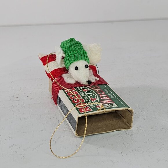 Vintage Rosebud Mouse in a Matchbox Christmas Ornament Match Box - Picture 6 of 9